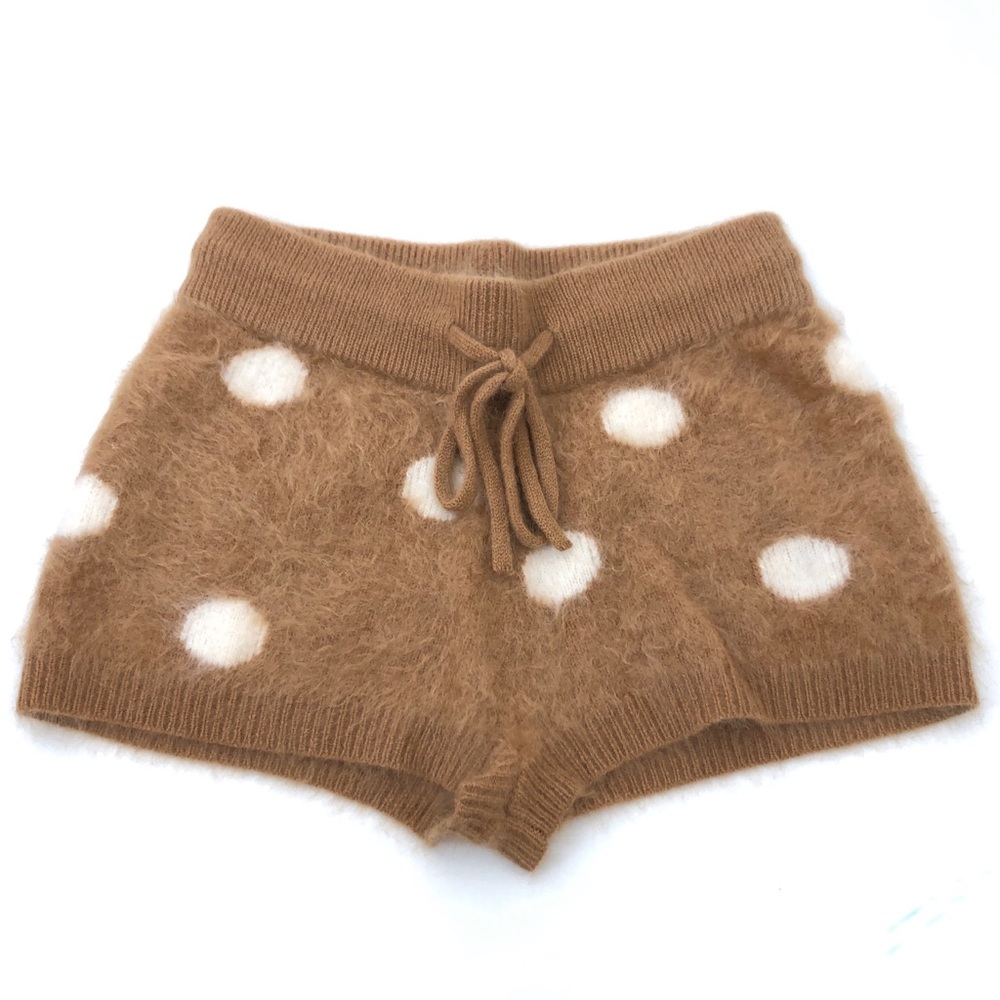 No Name Naked Cashmere Tan Brown & White Dotty Polka Dot Drawstring Boy Shorts
